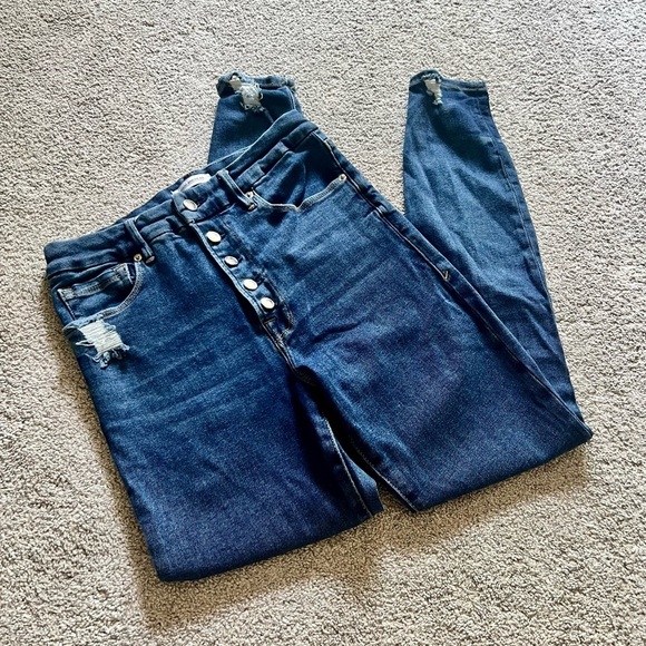 Good American Good Waist Size 6/28 Chewed Hem Distressed Stretch Skinny Jeans - Picture 3 of 7